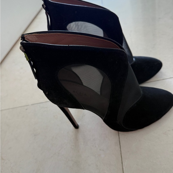 Alia Black Mesh Heeled Boots - Picture 1 of 5